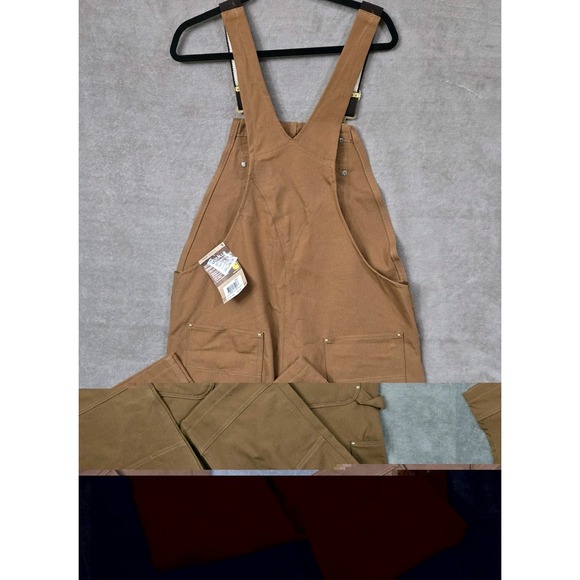 Carhartt Duck Bib Overalls Brown 40x30 UNLINED R01/102776 Workwear Utility - Picture 4 of 9